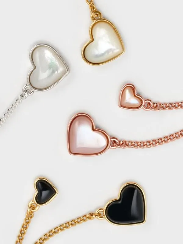 Women Annalise Double Heart Stone Drop Earrings 8211 Silver CHARLES and KEITH Earrings