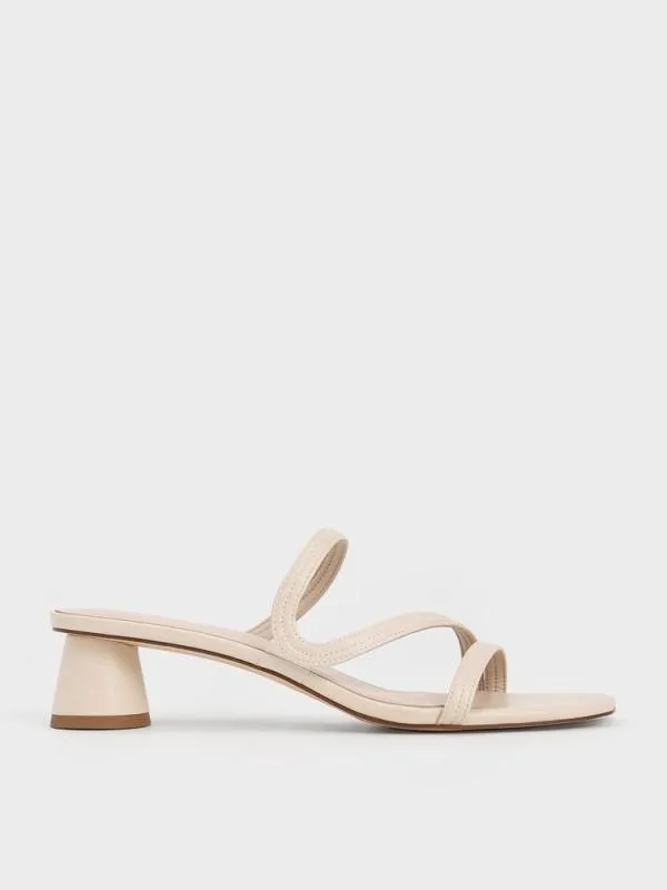 Women Arden Wavy Strap Mules 8211 Chalk CHARLES and KEITH Heels