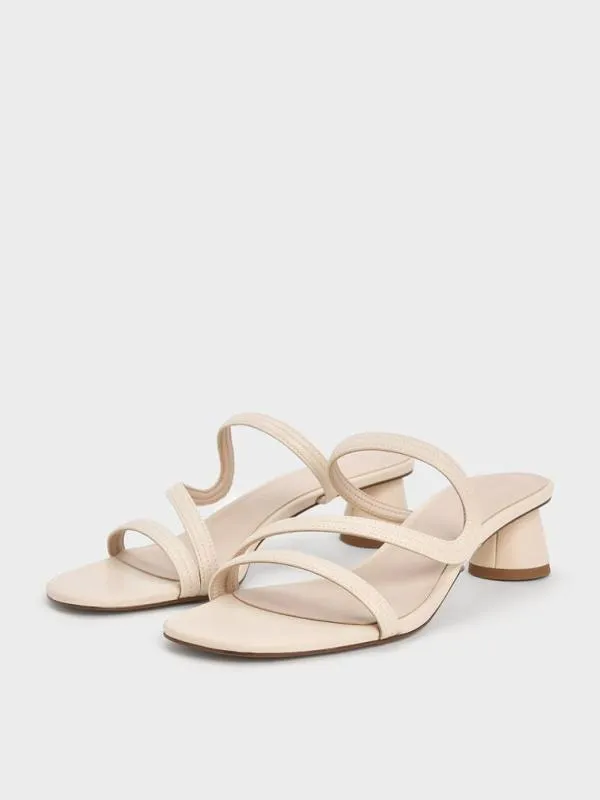 Women Arden Wavy Strap Mules 8211 Chalk CHARLES and KEITH Heels Women Arden Wavy Strap Mules 8211 Chalk CHARLES and KEITH Heels