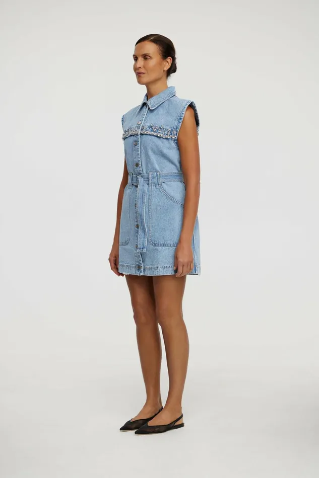 Women ATRINA MINI DRESS Mid Wash Acler Denim Dresses
