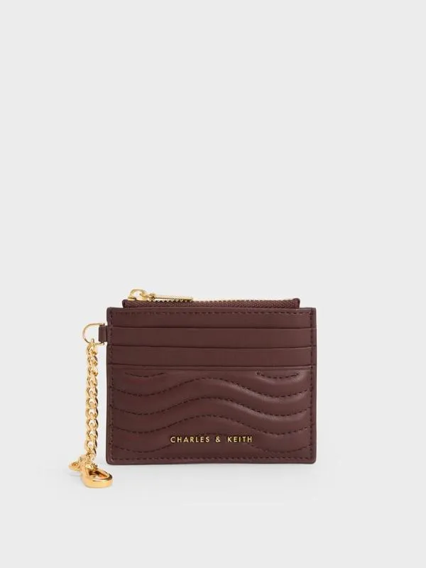 Women Aubrielle StitchTrim Zip Card Holder 8211 Dark Chocolate CHARLES and KEITH Card Holders