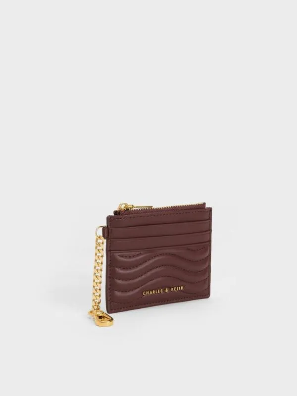 Women Aubrielle StitchTrim Zip Card Holder 8211 Dark Chocolate CHARLES and KEITH Card Holders
