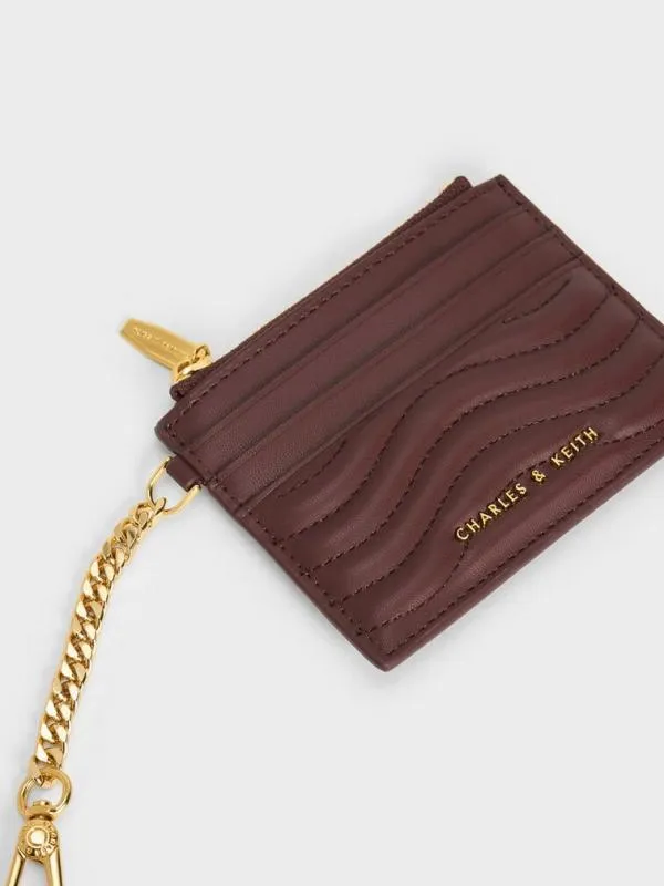 Women Aubrielle StitchTrim Zip Card Holder 8211 Dark Chocolate CHARLES and KEITH Card Holders