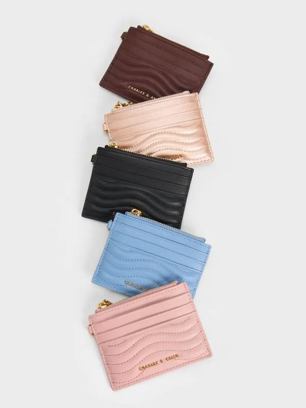 Women Aubrielle StitchTrim Zip Card Holder 8211 Dark Chocolate CHARLES and KEITH Card Holders