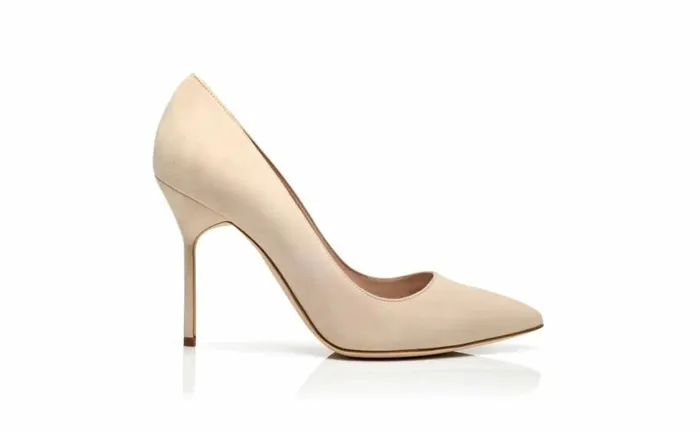 Women Beige Suede Pointed Toe Pumps Manolo Blahnik Pumps