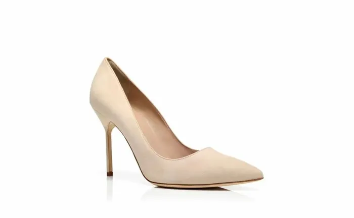 Women Beige Suede Pointed Toe Pumps Manolo Blahnik Pumps
