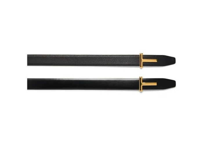 Women Belts Tom Ford Grained Leather And Shiny Smooth Leather Reversible T Belt Black Women Belts Tom Ford Grained Leather And Shiny Smooth Leather Reversible T Belt Black