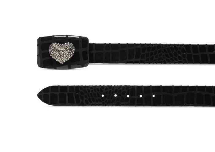 Women Belts Tom Ford Printed Crocodile Heart Motif Hip Belt Black Women Belts Tom Ford Printed Crocodile Heart Motif Hip Belt Black