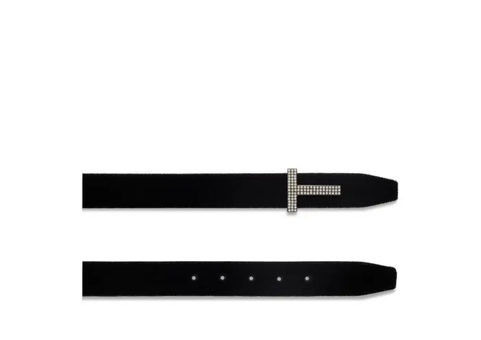 Women Belts Tom Ford Velvet And Crystal Stones T Belt Black Women Belts Tom Ford Velvet And Crystal Stones T Belt Black
