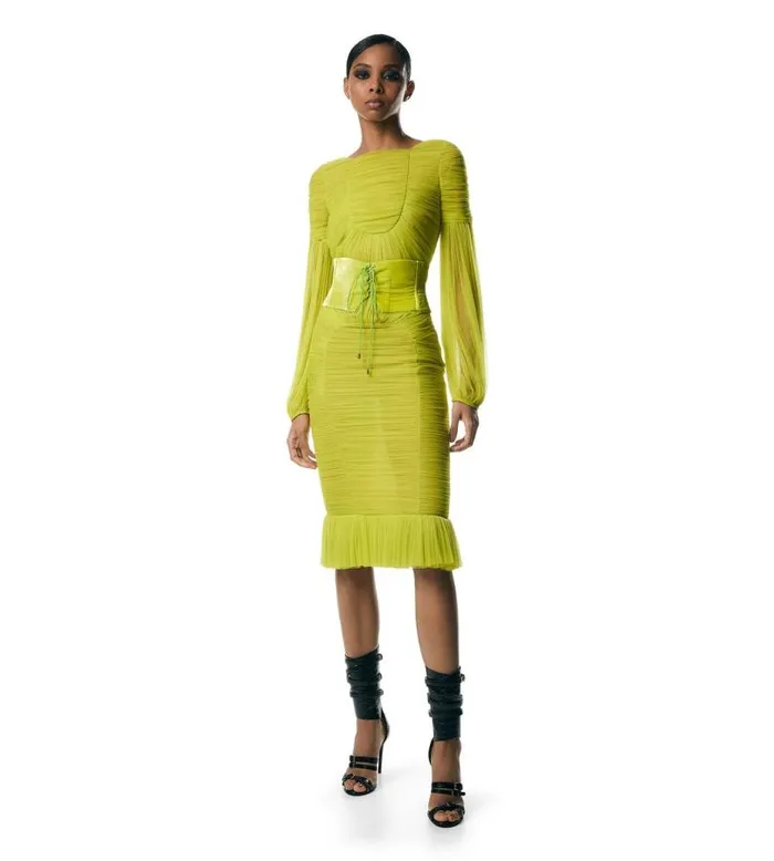 Women Belts Tom Ford Viscose Velvet Waist Cincher Acid Yellow Women Belts Tom Ford Viscose Velvet Waist Cincher Acid Yellow
