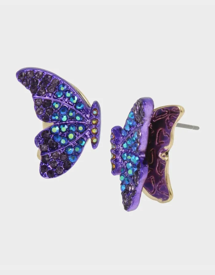 Women BETSEYS 3D BUTTERFLY STUDS PURPLE Betsey Johnson