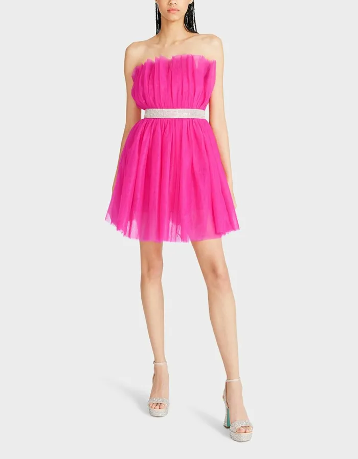 Women BETSEYS BLING TULLE DRESS HOT PINK Hot Pink Betsey Johnson