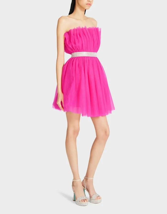 Women BETSEYS BLING TULLE DRESS HOT PINK Hot Pink Betsey Johnson