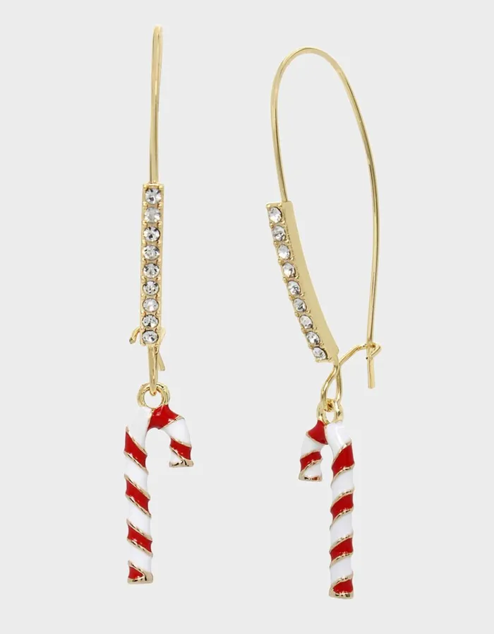 Women BETSEYS HOLIDAY CANDYCANE HOOK EARRINGS RED Betsey Johnson