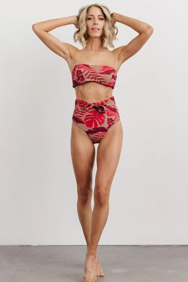 Women Bikini Baltic Born Milos High Waist Bikini Bottom Red Print