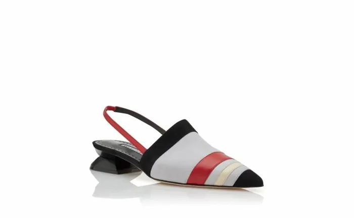 Women Black Grey Cream And Red Suede Mules Manolo Blahnik Pumps