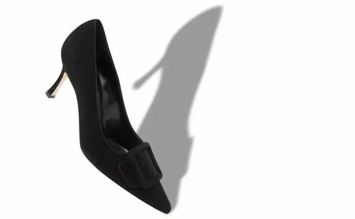 Women Black Suede Buckle Detail Pumps Manolo Blahnik Pumps