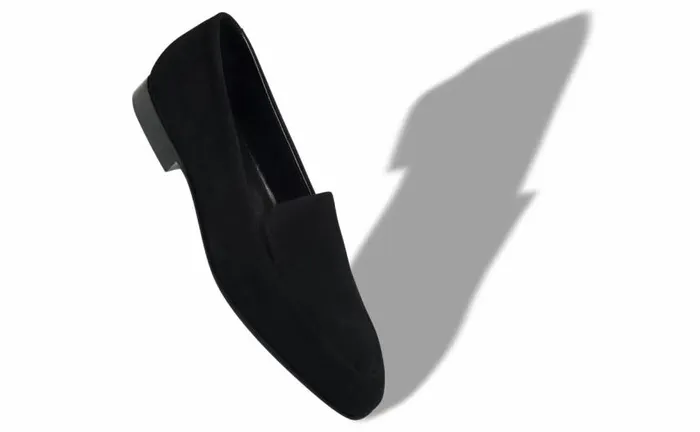 Women Black Suede Loafers Manolo Blahnik Flats