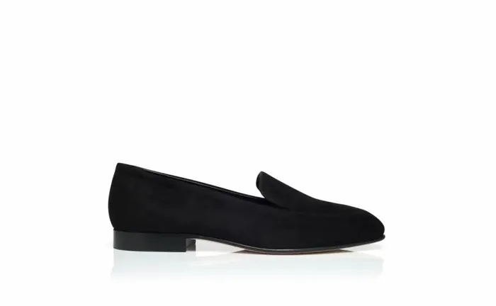 Women Black Suede Loafers Manolo Blahnik Flats