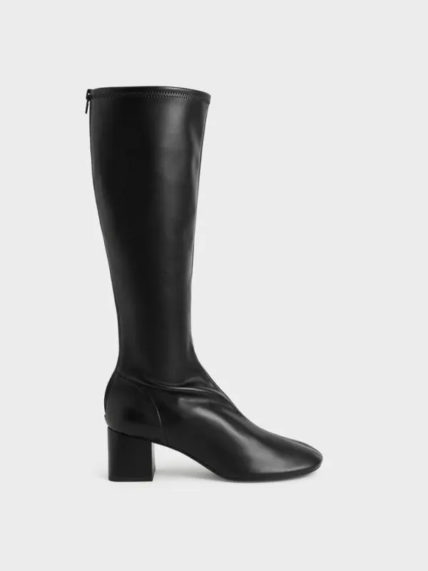 Women Block Heel Knee Boots 8211 Black CHARLES and KEITH Boots