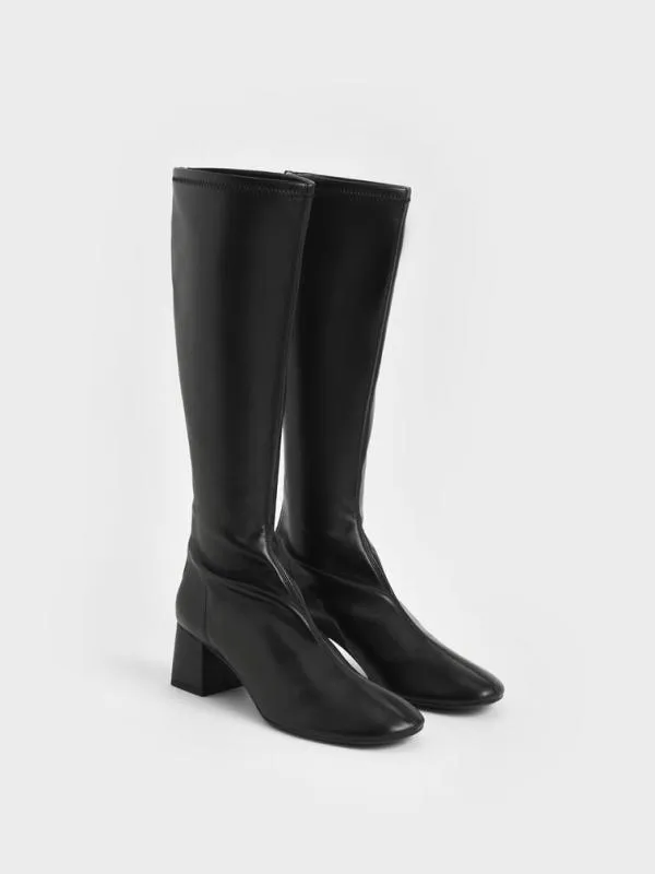 Women Block Heel Knee Boots 8211 Black CHARLES and KEITH Boots