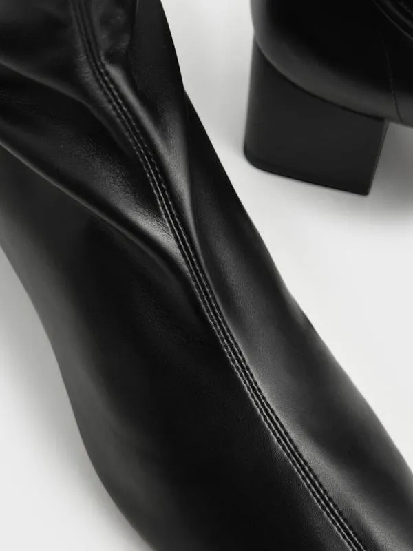 Women Block Heel Knee Boots 8211 Black CHARLES and KEITH Boots