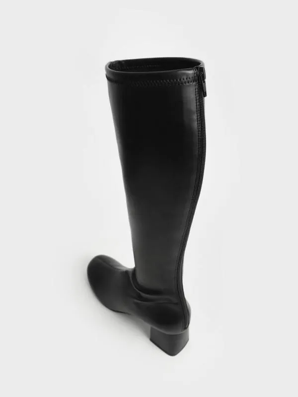 Women Block Heel Knee Boots 8211 Black CHARLES and KEITH Boots