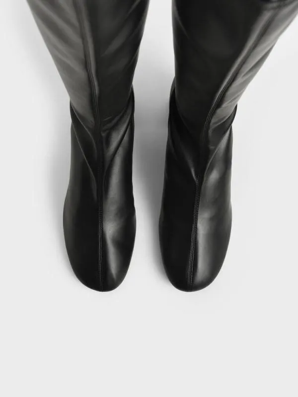 Women Block Heel Knee Boots 8211 Black CHARLES and KEITH Boots