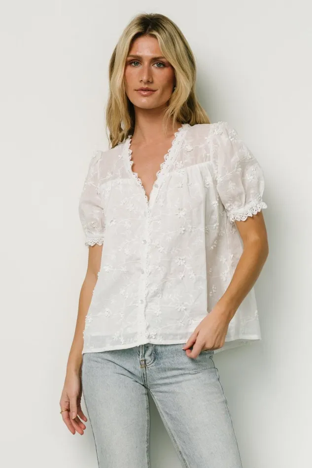 Women Blouses Shirts Baltic Born Pauline Embossed Top Off White