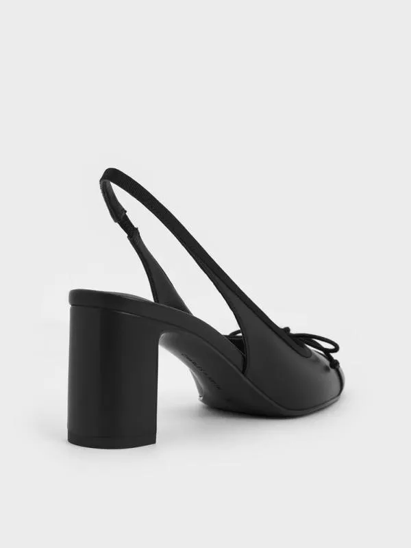 Women Bow CapToe Slingback Pumps 8211 Black CHARLES and KEITH Heels