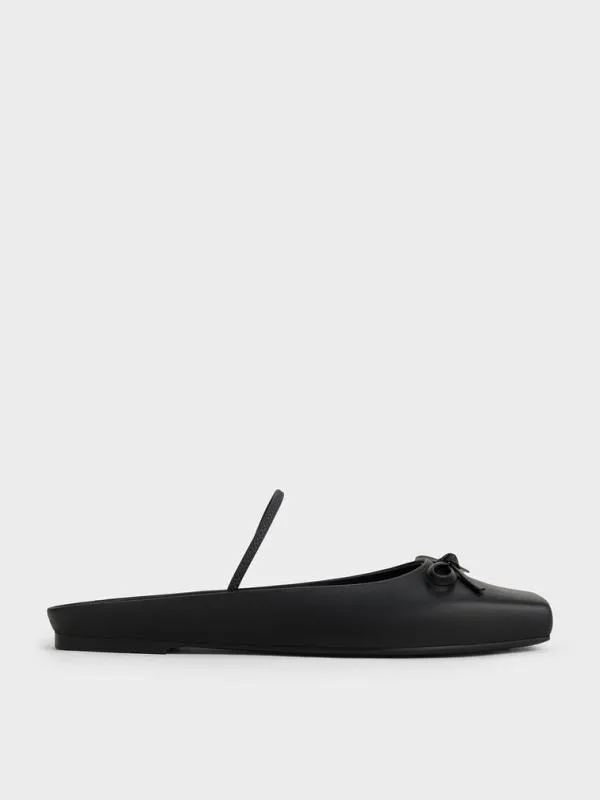 Women Bow SquareToe Ballet Mules 8211 Black CHARLES and KEITH Flats