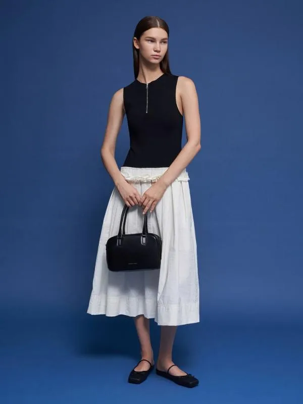 Women Bow SquareToe Ballet Mules 8211 Black CHARLES and KEITH Flats