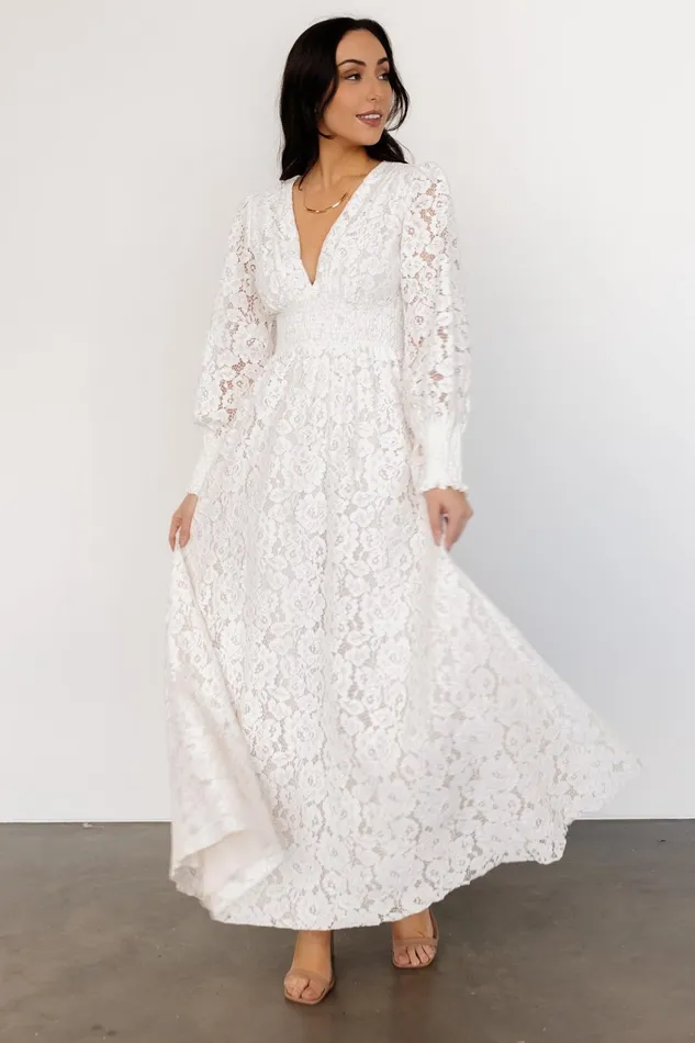 Women Bridal Baltic Born Aphrodite Lace Maxi Dress Off White