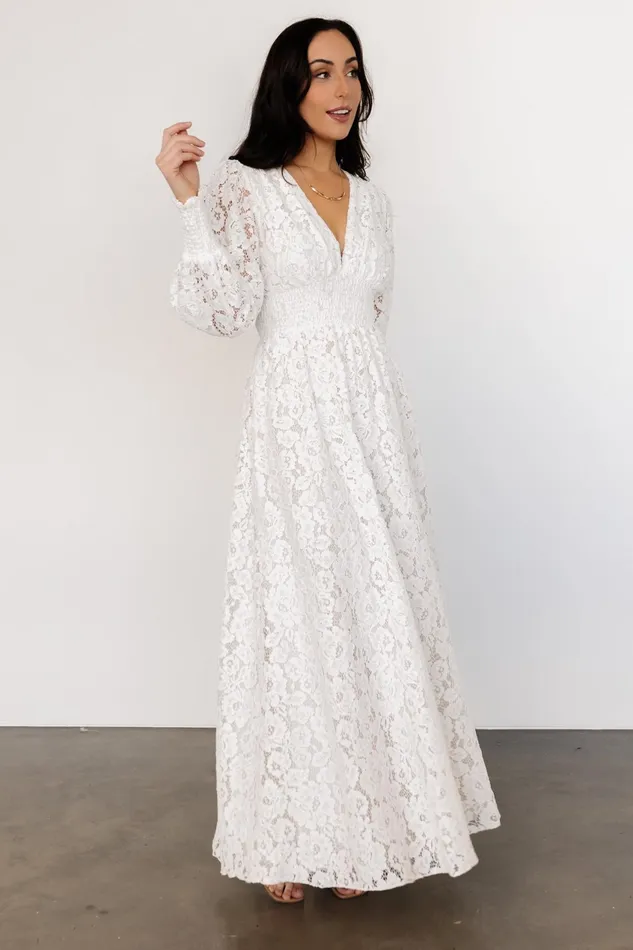 Women Bridal Baltic Born Aphrodite Lace Maxi Dress Off White