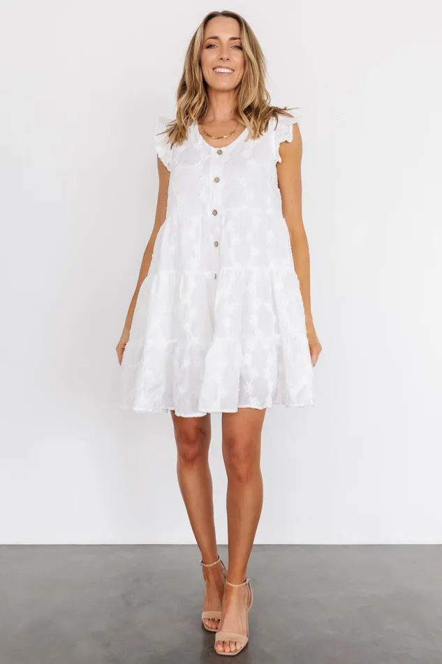 Women Bridal Baltic Born Kayla Button Up Short Dress Off White