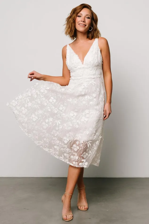 Women Bridal Baltic Born Larissa Midi Dress Off White Women Bridal Baltic Born Larissa Midi Dress Off White