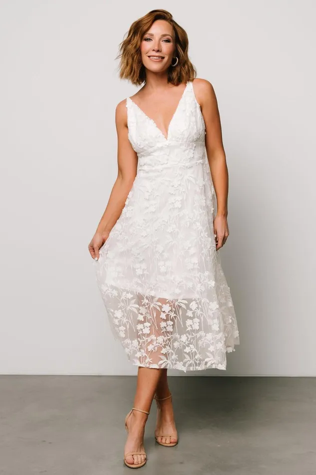 Women Bridal Baltic Born Larissa Midi Dress Off White Women Bridal Baltic Born Larissa Midi Dress Off White