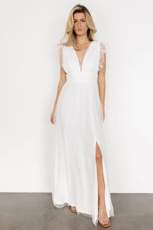 Women Bridal Baltic Born Nova Shimmer Maxi Dress White