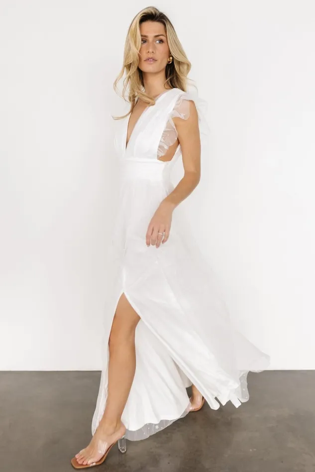 Women Bridal Baltic Born Nova Shimmer Maxi Dress White Women Bridal Baltic Born Nova Shimmer Maxi Dress White