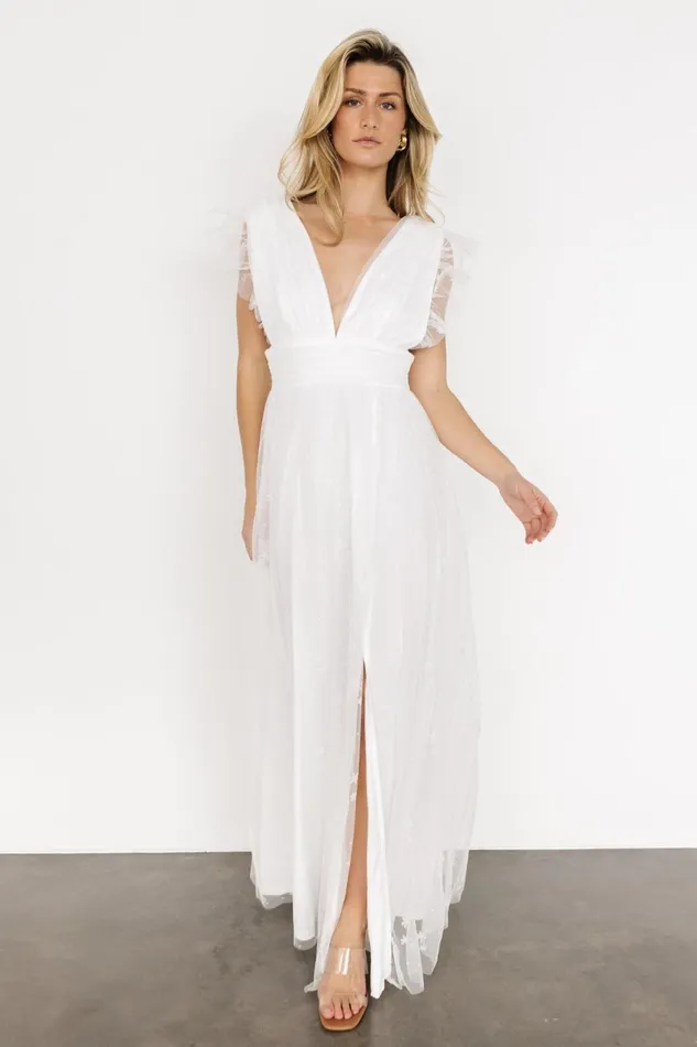Women Bridal Baltic Born Nova Shimmer Maxi Dress White Women Bridal Baltic Born Nova Shimmer Maxi Dress White
