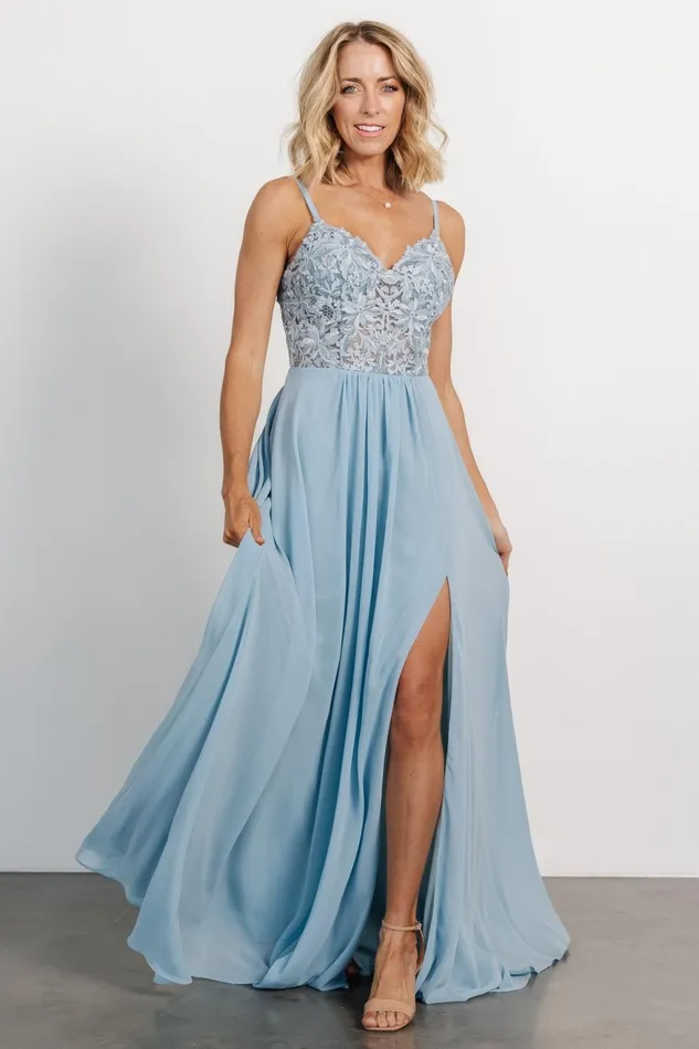 Women Bridal Baltic Born Samantha Lace Top Gown Light Blue