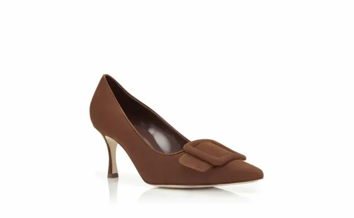 Women Brown Suede Buckle Detail Pumps Manolo Blahnik Pumps