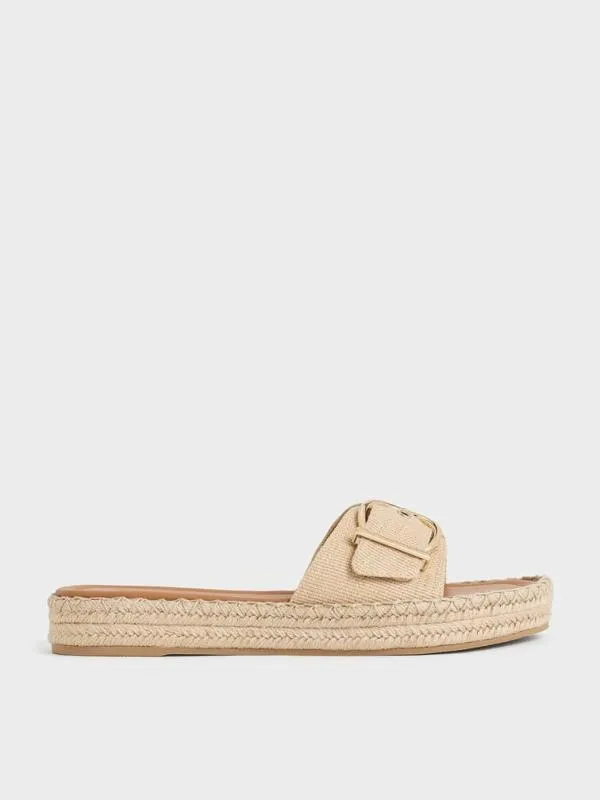 Women Buckled Woven Espadrille Sandals 8211 Sand CHARLES and KEITH Flats
