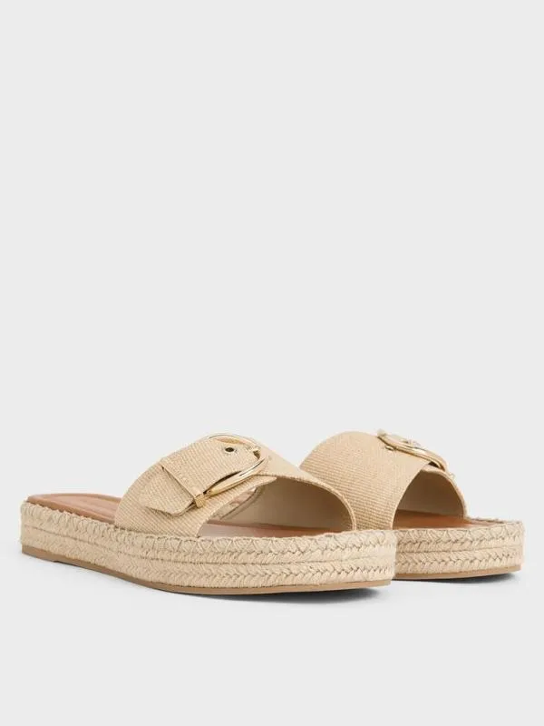 Women Buckled Woven Espadrille Sandals 8211 Sand CHARLES and KEITH Flats