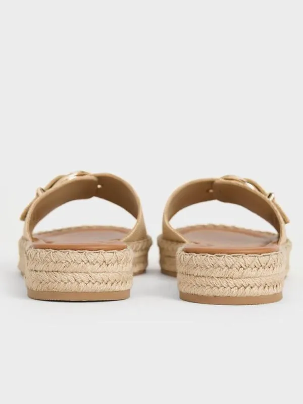 Women Buckled Woven Espadrille Sandals 8211 Sand CHARLES and KEITH Flats