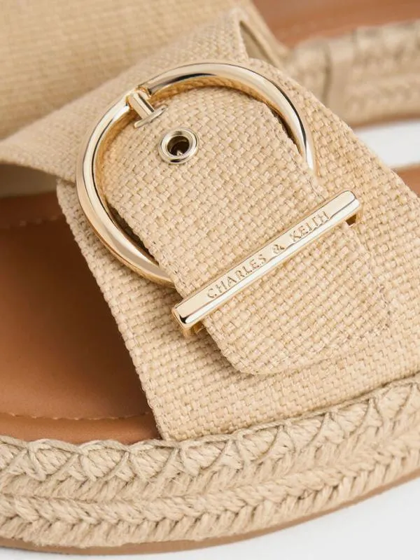 Women Buckled Woven Espadrille Sandals 8211 Sand CHARLES and KEITH Flats