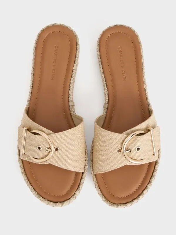 Women Buckled Woven Espadrille Sandals 8211 Sand CHARLES and KEITH Flats