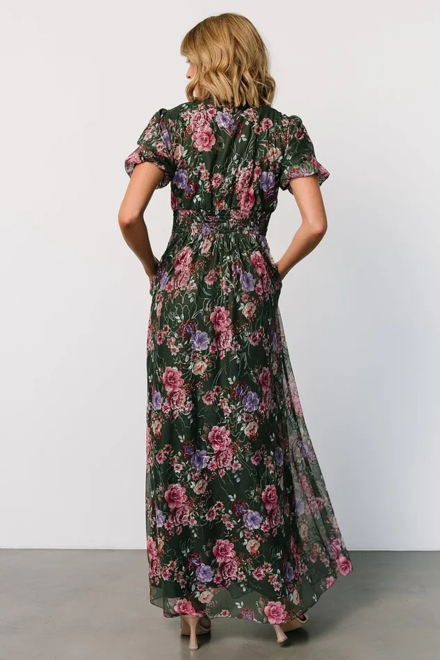 Women Bump Friendly Baltic Born Ardley Maxi Dress Green Pink Floral