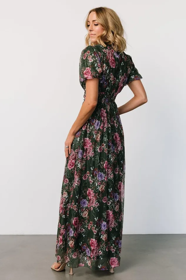 Women Bump Friendly Baltic Born Ardley Maxi Dress Green Pink Floral