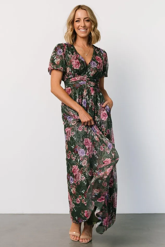 Women Bump Friendly Baltic Born Ardley Maxi Dress Green Pink Floral